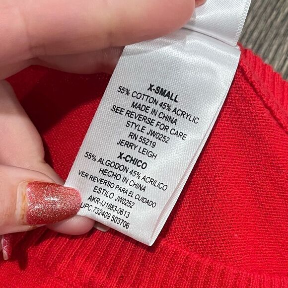 Disney Red Vintage Y2K Mickey Mouse Crew Neck High Low Pullover Sweater XS - Picture 3 of 4